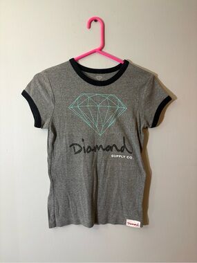 Diamond Supply Co. Grey Tee with Teal Diamond Outline